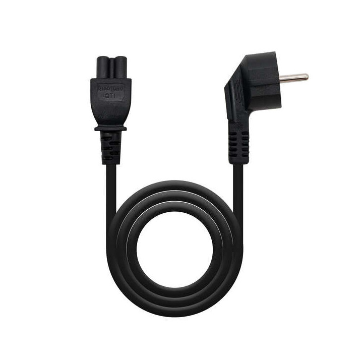 Nanocable Cable de Alimentacion CEE7 Acodado Macho a M-C5 Hembra Trebol 1.50m - Color Negro