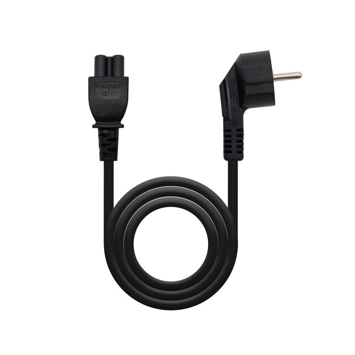 Nanocable Cable de Alimentacion CEE7 Acodado Macho a M-C5 Hembra Trebol 3m - Color Negro