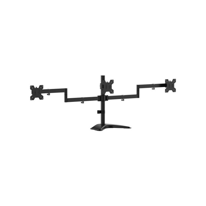 Aisens Soporte de Mesa con Peana Eco Giratorio e Inclinable para 3 Monitores 10Kg (3 Pivotes - 2 Brazos) de 13-27" - Color Negr