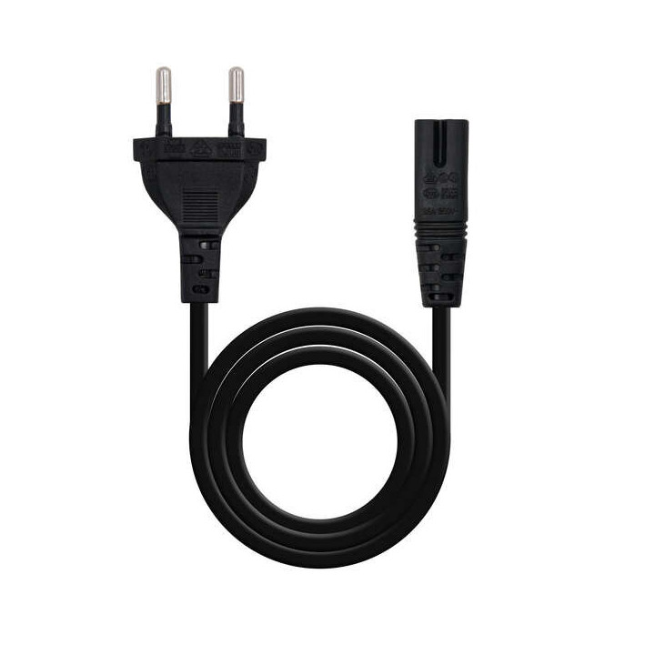 Nanocable Cable de Alimentacion Forma 8 CEE7/16 Macho a C7 Hembra 1.50m - Color Negro