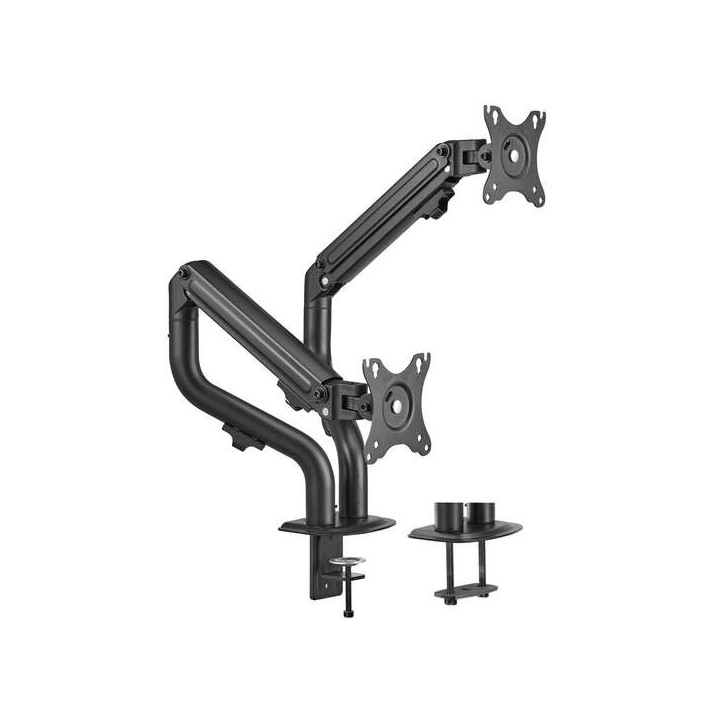 Aisens Soporte de Mesa ECO Contrapeso Giratorio e Inclinable para Monitor/TV 8kg (3 Pivotes - 2 Brazos) de 17-32 - Color Negro