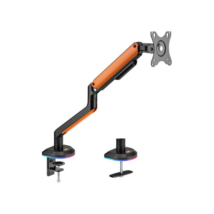 Aisens Soporte de Mesa RGB Gaming para Monitor/TV - Giratorio e Inclinable - Iluminacion RGB - Acero y Aluminio - Compatible Ve