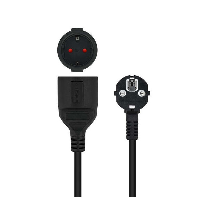 Nanocable Cable de Alimentacion Alargador CEE7 Acodado Macho a CEE7 Hembra 2m