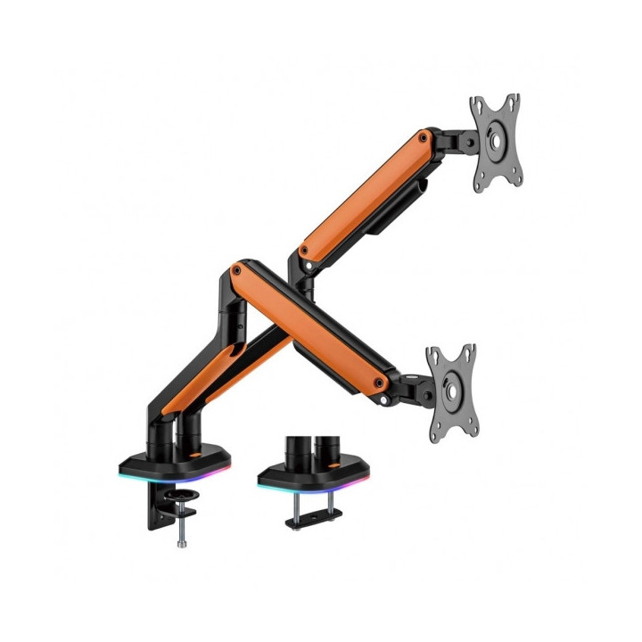 Aisens Soporte de Mesa Profesional Gaming RGB - Giratorio e Inclinable - Acero de Alta Resistencia - Iluminacion Ambiental - Co