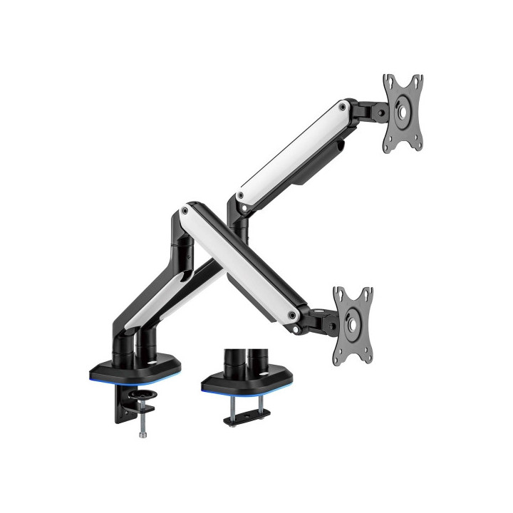 Aisens Soporte de Mesa RGB Gaming Contrapeso Giratorio e Inclinable para Monitor/TV 9Kg (3 Pivotes - 2 Brazos) de 17-32" - Colo