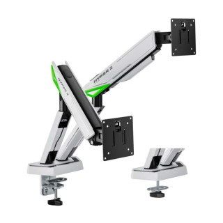 Aisens Soporte de Mesa Gaming Contrapeso Giratorio e Inclinable Para Monitor-TV 16kg - 3 Pivotes - 2 Brazos - 17"-38" - Color B