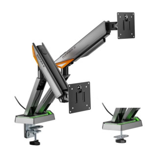 Aisens Soporte de Mesa RGB Gaming Contrapeso Giratorio e Inclinable Para Monitor-TV 16kg - 3 Pivotes - 2 Brazos - 17"-38" - Col