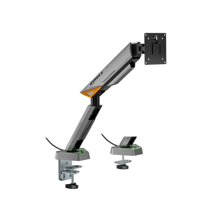 Aisens Soporte de Mesa RGB Gaming Contrapeso Giratorio e Inclinable Para Monitor-TV 16kg -3 Pivotes - 1 Brazo - 17"-49" - Color