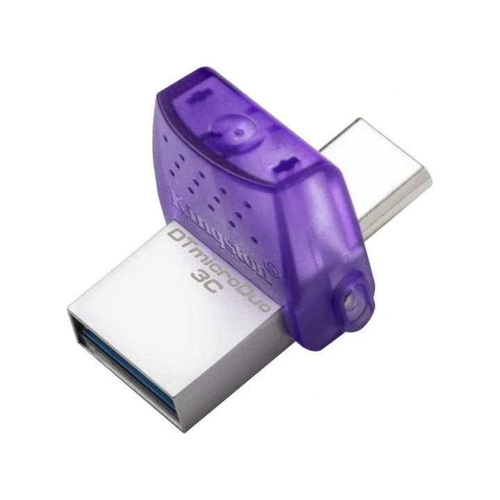 Kingston DataTraveler microDuo 3C Memoria USB-A + USB-C 128GB 3.2 Gen 1 - Velocidad de Lectura 200 MB/s - Tapon Protector (Pend