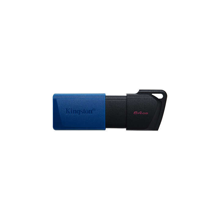 Kingston DataTraveler Exodia M Memoria USB 64GB - USB 3.2 Gen 1 - Capuchon Movil - Enganche para Llavero - Color Negro/Azul (Pe