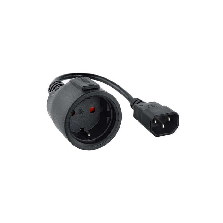 Nanocable Cable Adaptador para SAIs C14 Macho a CEE7 Hembra 16A 0.25m - Color Negro