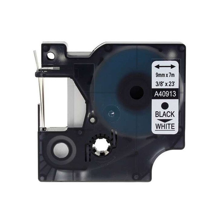 Dymo D1 40913 Cinta de Etiquetas Generica para Rotuladora - Texto negro sobre fondo blanco - Ancho 9mm x 7 metros - Reemplaza S