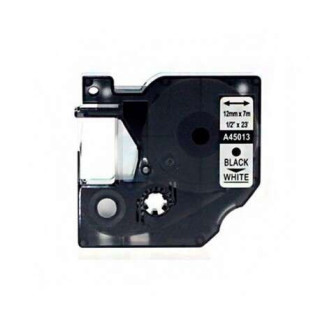 Dymo D1 45013 Cinta de Etiquetas Generica para Rotuladora - Texto negro sobre fondo blanco - Ancho 12mm x 7 metros - Reemplaza