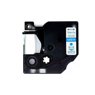 Dymo D1 45014 Cinta de Etiquetas Generica para Rotuladora - Texto azul sobre fondo blanco - Ancho 12mm x 7 metros - Reemplaza S