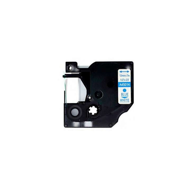Dymo D1 45014 Cinta de Etiquetas Generica para Rotuladora - Texto azul sobre fondo blanco - Ancho 12mm x 7 metros - Reemplaza S