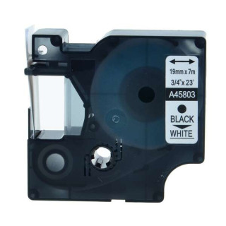 Dymo D1 45803 Cinta de Etiquetas Generica para Rotuladora - Texto negro sobre fondo blanco - Ancho 19mm x 7 metros - Reemplaza