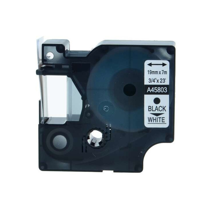 Dymo D1 45803 Cinta de Etiquetas Generica para Rotuladora - Texto negro sobre fondo blanco - Ancho 19mm x 7 metros - Reemplaza