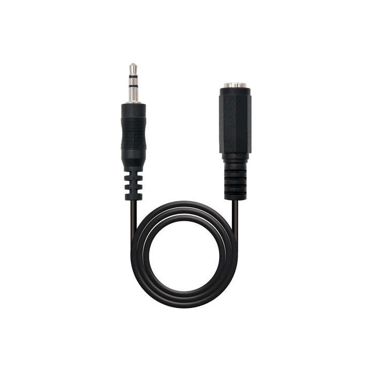 Nanocable Cable Audio Estereo Jack 3.5mm Macho a Jack 3.5mm Hembra 5m - Color Negro