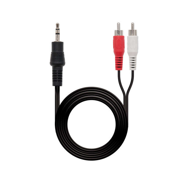 Nanocable Cable Audio Estereo Jack 3.5mm Macho a 2x RCA Macho 3m - Color Negro