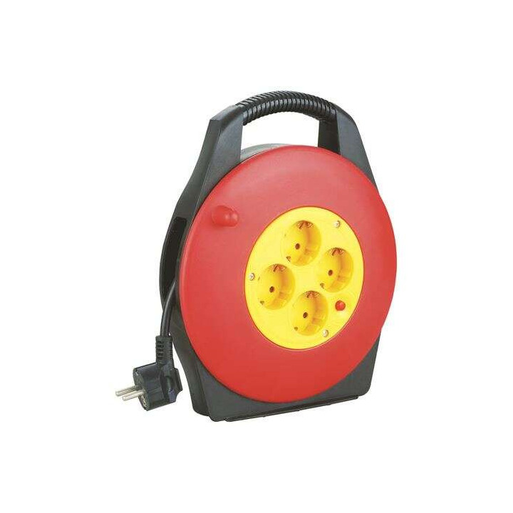 Elbat Enrollador Alargador con Proteccion Termica - 4 Shukos - Carga Maxima Enrollado 1100W