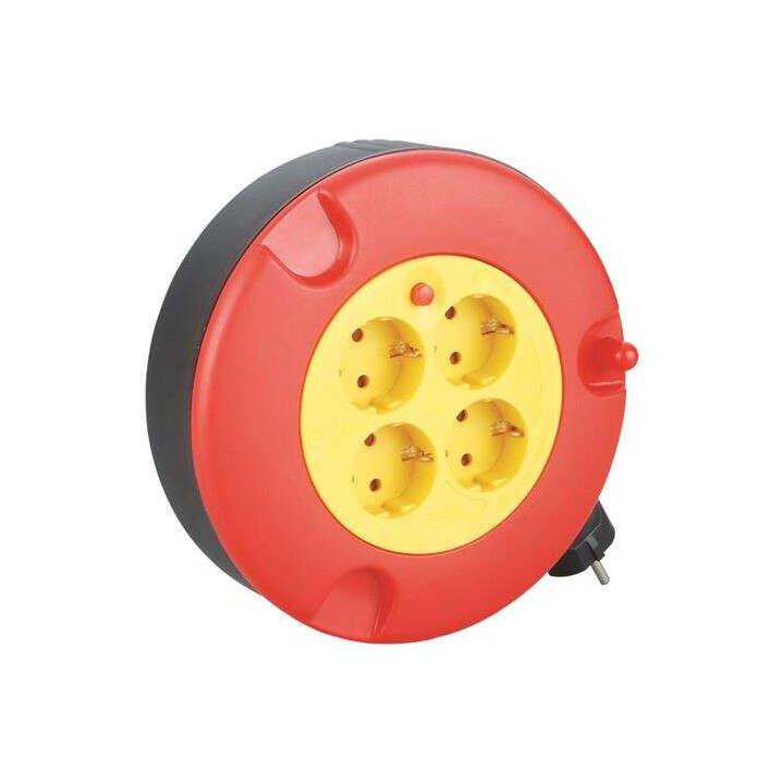 Elbat Enrollador Alargador con Proteccion Termica - 4 Shukos - Carga Maxima Enrollado 1100W