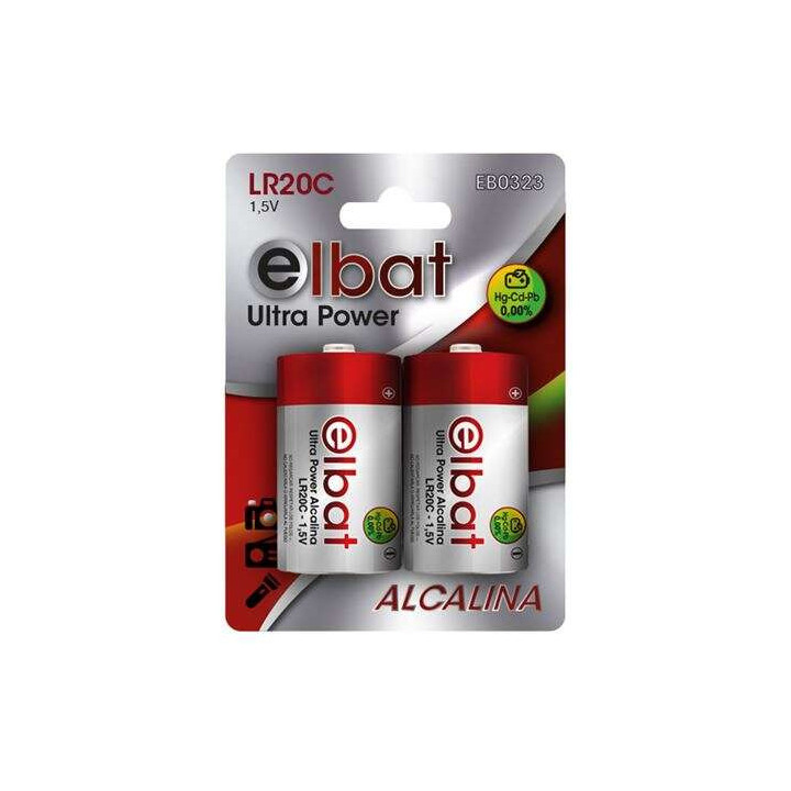Elbat Pack de 2 Pilas Alcalinas LR20C