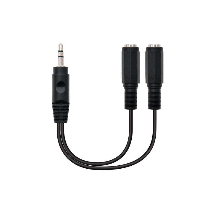 Nanocable Cable Audio Estereo 2x Jack 3.5mm Hembra a Jack 3.5mm Macho 0.15m - Color Negro