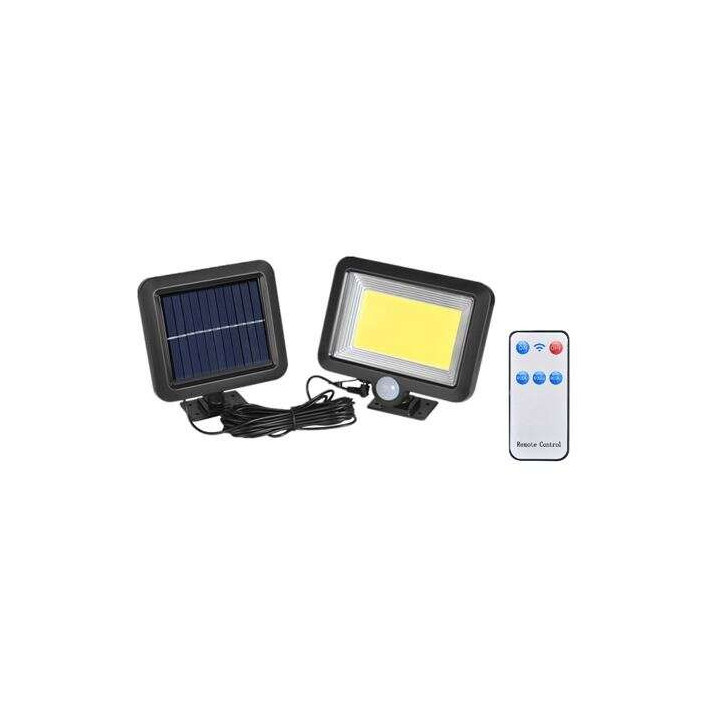 Elbat Foco Solar + Mando - 1000LM - Luz Fria 6500K - Sensor de Movimiento - Bateria 1200mah