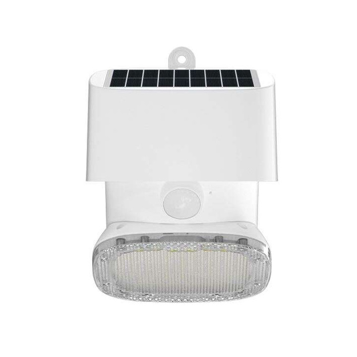 Elbat Foco Solar 2000LM - Luz Fria 6000K - Regulacion Vertical y Horizontal - Panel Solar 1W - IP65 - Color Blanco