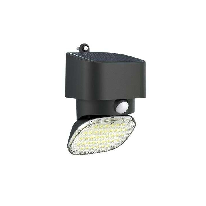 Elbat Foco Solar 2000LM - Luz Fria 6000K - Regulacion Vertical y Horizontal - Panel Solar 1W - IP65 - Color Negro