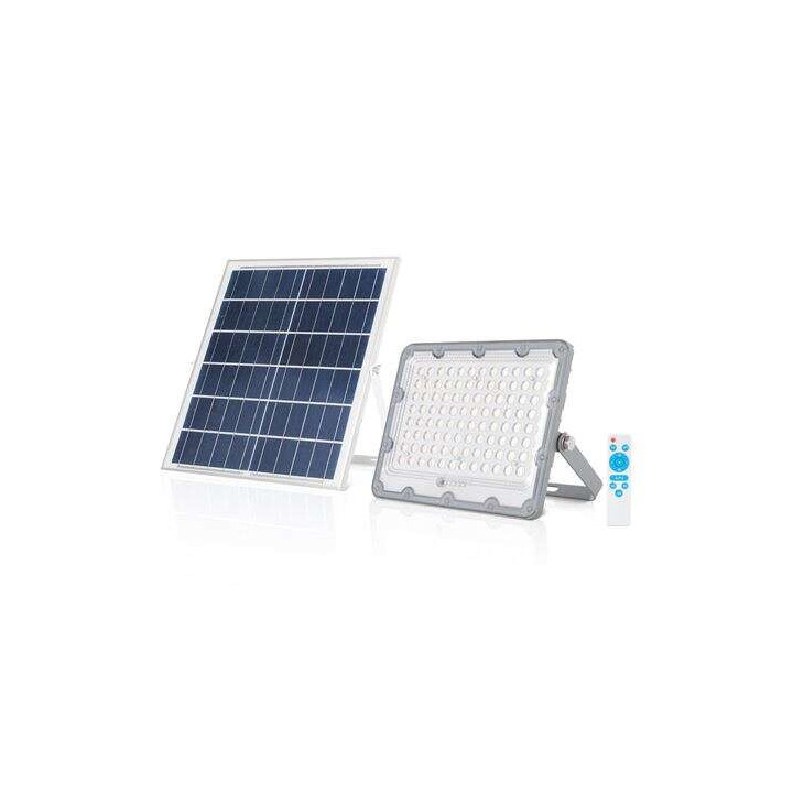 Elbat Foco Solar Led 50W - 1440LM - Luz Fria 6500K - Autonomia hasta 2 Dias - Control Remoto - IP67