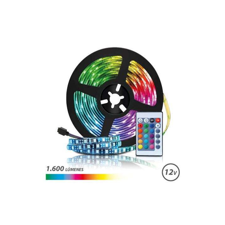 Elbat Tira LED RGB 12V 1600lm - 30 Led por Metro - Control Remoto - Longitud 3m