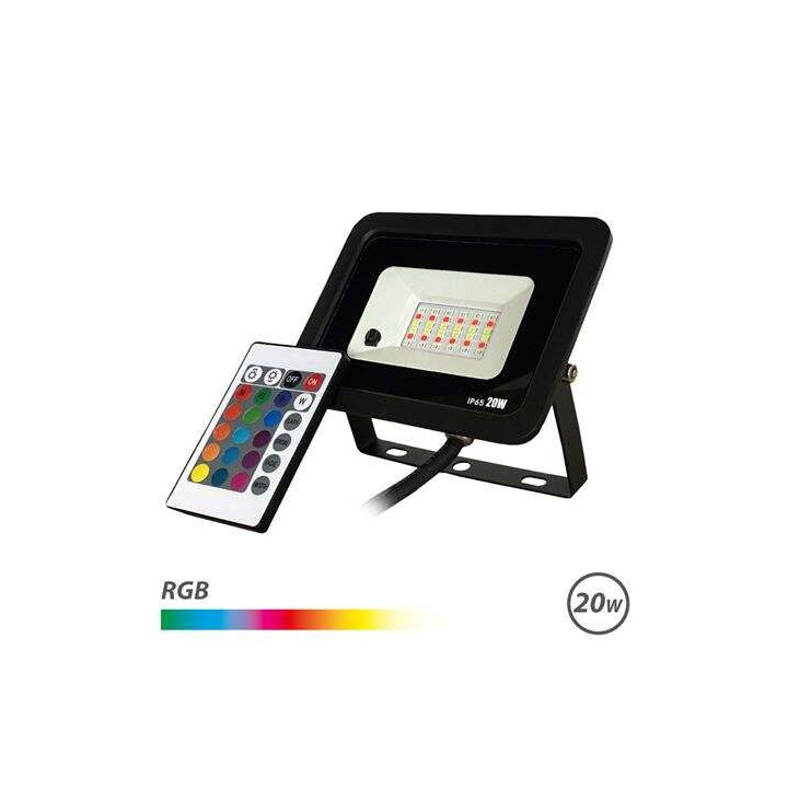 Elbat Foco Led RGB 20W - Control Remoto - IP65 - Ideal para Exterior