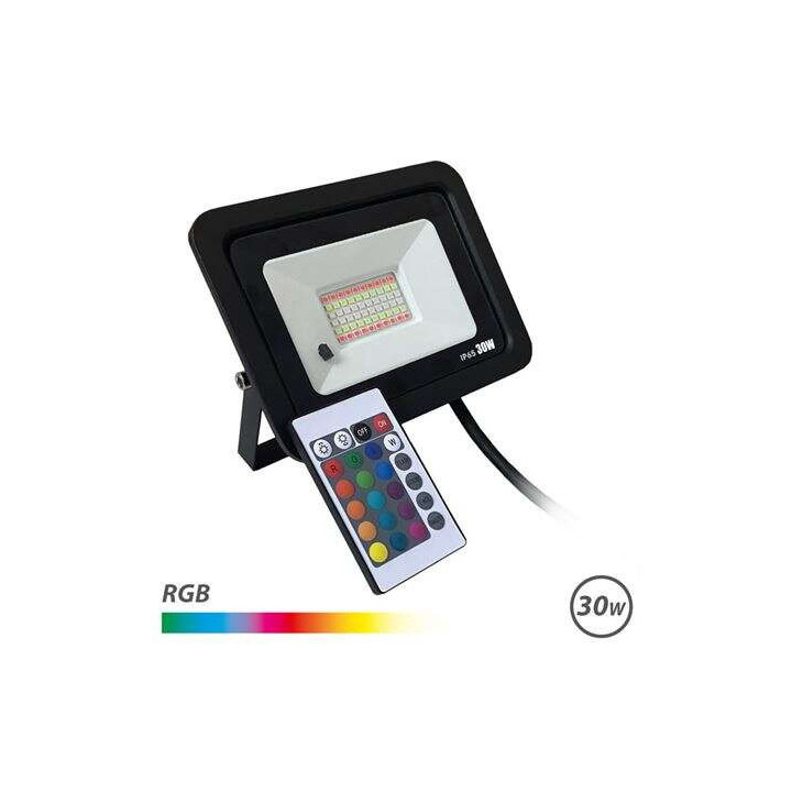 Elbat Foco Led RGB 30W - Control Remoto - IP65 - Ideal para Exterior