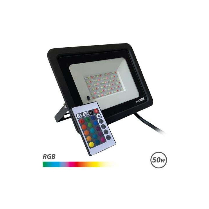 Elbat Foco Led RGB 50W - Control Remoto - IP65 - Ideal para Exterior