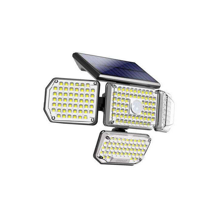 Elbat Foco Solar Cuadruple con Sensor LED 430lm - Sensor de Movimiento de 3 - 5m - Panel Solar Integrado 5.5V