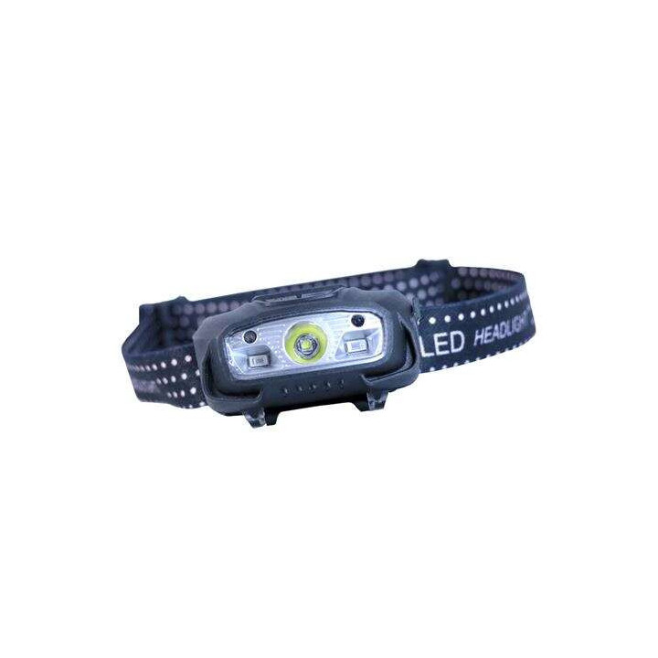 Elbat Linterna LED de Cabeza Frontal LED 220LM - Deteccion Manos - Resistente al Agua - Ligera - Color Negro