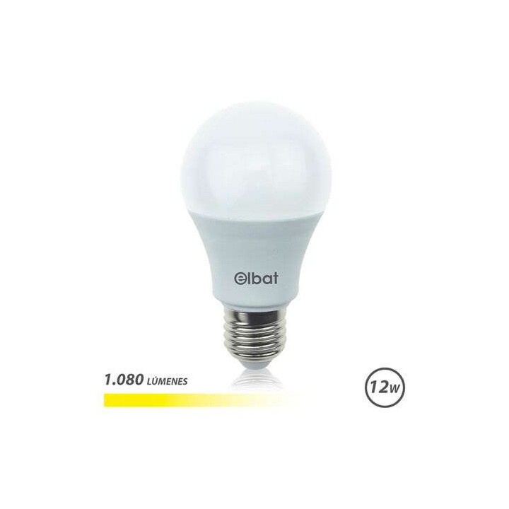 Elbat Bombilla LED A60 - 12W - 1080LM - E27 - Luz Calida - Color Blanco Calido