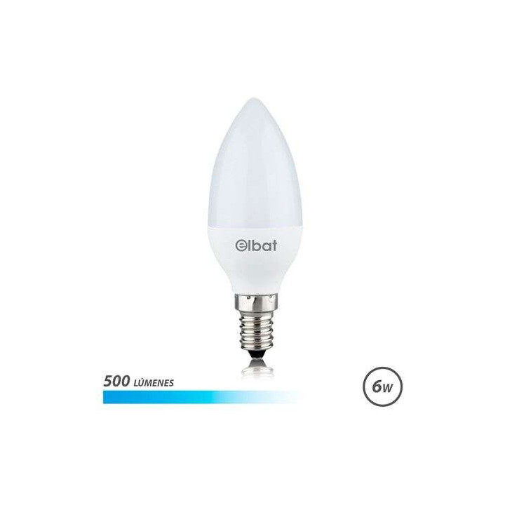 Elbat Bombilla LED C37 6W 500LM E14 Luz Fria - Ahorro de Energia - Larga Vida Util - Facil Instalacion - Color Blanco
