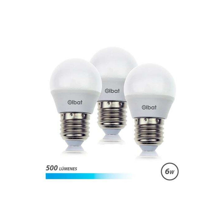 Elbat Pack de 3 Bombillas LED G45 de 6W - 500LM - Base E27 - Luz Fria