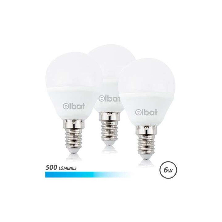 Elbat Pack de 3 Bombillas LED G45 de 6W - 500LM - Base E14 - Luz Fria