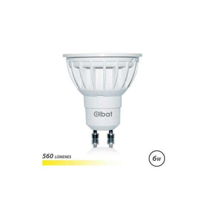 Elbat Bombilla LED GU10 6W 560LM Luz Calida - Ahorro de Energia - Larga Vida Util - Facil Instalacion - Color Blanco Calido