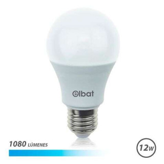 Elbat Bombilla LED - Potencia 12W - Lumenes 1080 - Tipo de Luz 6500K Luz Fria - Casquillo E27 - Angulo 220º - Dimensiones 60X1