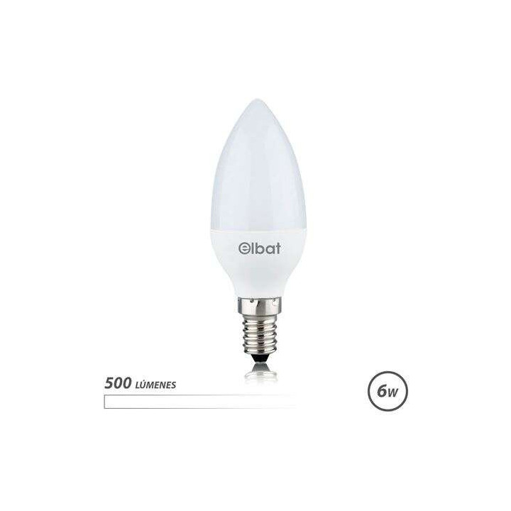 Elbat Bombilla LED - Potencia: 6W - Lumenes: 500 - Tipo de Luz: 4000K Luz Blanca - Casquillo: E14 - Angulo: 180º - Dimensiones