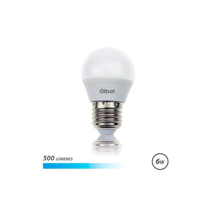 Elbat Bombilla LED G45 E27 6W 500 Lumenes - Luz Fria - Color Blanco