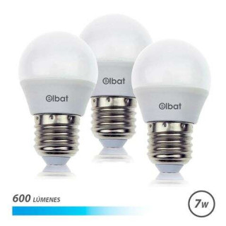 Elbat Pack 3 Bombillas - Potencia 7W - Lumenes 600 - Tipo de Luz 6500K Luz Fria - Casquillo E27 - Angulo 220º - Dimensiones 45