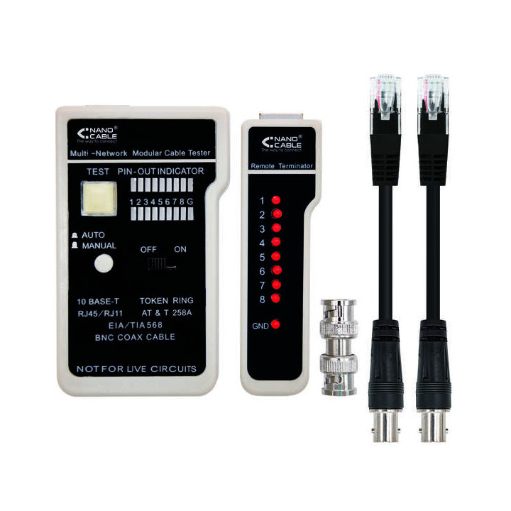 Nanocable Testeador para Cable RJ11/RJ12/RJ45