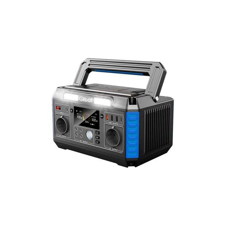 Elbat Generador de Energia Portatil - 600W - Bateria de Litio - Display LED - Carga Solar - Accesorios Incluidos - Puertos de S