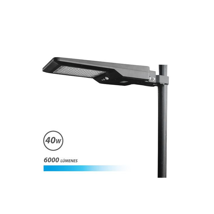 Elbat Farola LED Solar 40W Pro 6000Lm 6000K - Color Negro