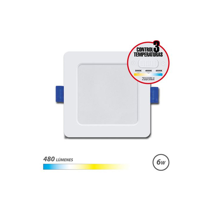 Elbat Downlight Cuadrado 6W - 480Lm - Selector 3 Temperaturas - Color Blanco